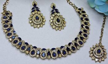Beige color yellow gold plating festive wear designer necklace set 2