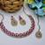 Pink color yellow gold plating festive wear designer necklace set