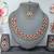 Red color yellow gold plating festive wear designer necklace set
