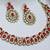 Red color yellow gold plating festive wear designer necklace set