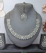 White color yellow gold plating festive wear designer necklace set