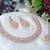Pink color rhodium plating festive wear designer necklace set