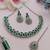 Green color rhodium plating festive wear designer necklace set