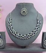 Beige color rhodium plating festive wear designer necklace set