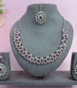 Purple color rhodium plating festive wear designer necklace set