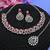 Pink color rhodium plating festive wear designer necklace set