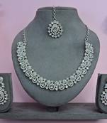 White color rhodium plating festive wear designer necklace set