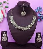 Multicolor color yellow gold plating festive wear designer necklace set