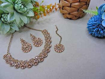 Multicolor color yellow gold plating festive wear designer necklace set 2