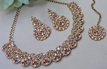 Multicolor color yellow gold plating festive wear designer necklace set 3
