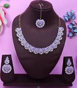 Purple color yellow gold plating festive wear designer necklace set