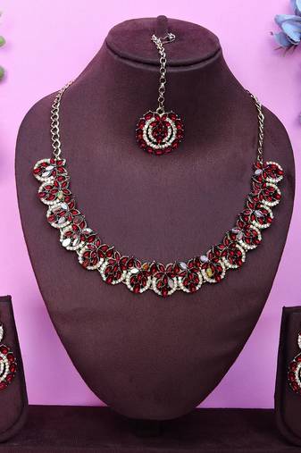 Multicolor color yellow gold plating festive wear designer necklace set