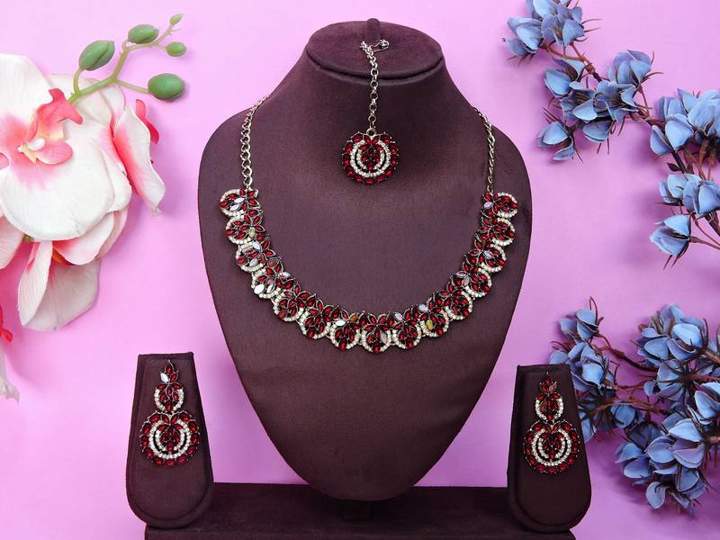 Multicolor color yellow gold plating festive wear designer necklace set