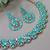 Green color yellow gold plating festive wear designer necklace set