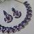 Beige and blue  color yellow gold plating festive wear designer necklace set