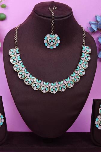 multicolor yellow gold plating festive wear designer necklace set