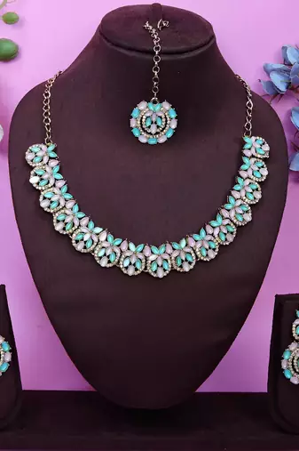 multicolor yellow gold plating festive wear designer necklace set