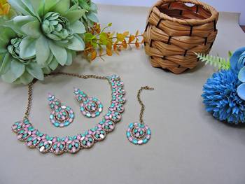 multicolor yellow gold plating festive wear designer necklace set 2