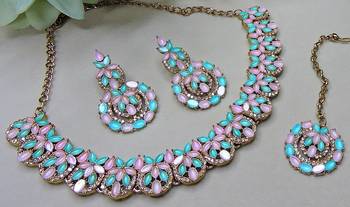 multicolor yellow gold plating festive wear designer necklace set 3