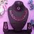 Pink color yellow gold plating festive wear designer necklace set