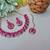 Pink color yellow gold plating festive wear designer necklace set