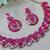 Pink color yellow gold plating festive wear designer necklace set