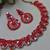 Red color yellow gold plating festive wear designer necklace set