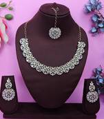White color yellow gold plating festive wear designer necklace set