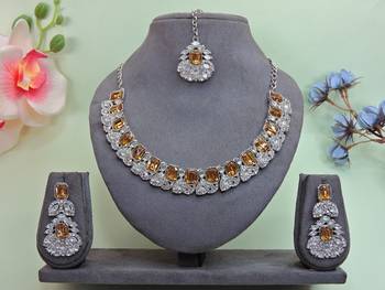 Multicolor color rhodium plating festive wear designer necklace set 1