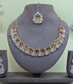 Multicolor color rhodium plating festive wear designer necklace set