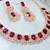 Pink color rhodium plating festive wear designer necklace set