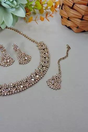 Multicolor color yellow gold plating festive wear designer necklace set