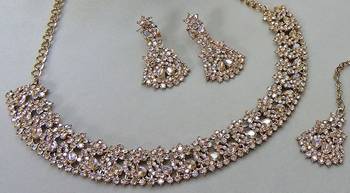 Multicolor color yellow gold plating festive wear designer necklace set 3