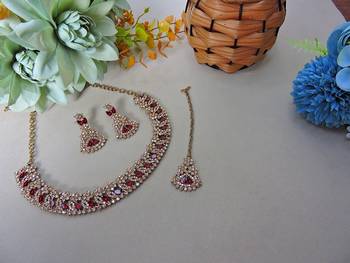 Multicolor color yellow gold plating festive wear designer necklace set 2