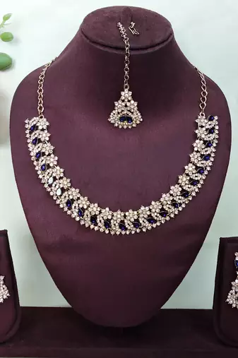 Beige color yellow gold plating festive wear designer necklace set