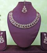 Purple color yellow gold plating festive wear designer necklace set