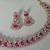 Pink color yellow gold plating festive wear designer necklace set