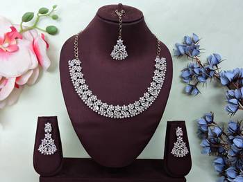 White color yellow gold plating festive wear designer necklace set 1