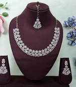 White color yellow gold plating festive wear designer necklace set