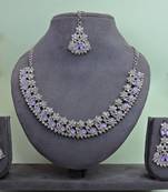 Purple color rhodium plating festive wear designer necklace set