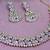Pink color rhodium plating festive wear designer necklace set