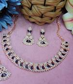 Blue color rhodium plating festive wear designer necklace set