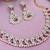 Pink color rhodium plating festive wear designer necklace set