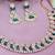 Green color rhodium plating festive wear designer necklace set