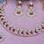 Pink color rhodium plating festive wear designer necklace set