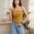 Yellow cotton printed top for women