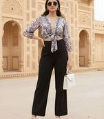 multicolor poly silk printed top for women