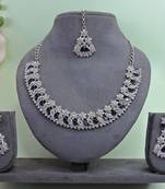 Blue color rhodium plating festive wear designer necklace set