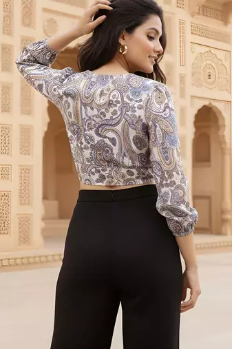 multicolor poly silk printed top for women