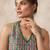 Green cotton printed top for women